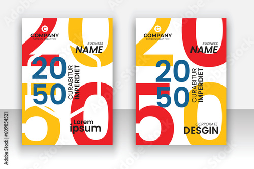 Corporate modern annual report book cover template set.