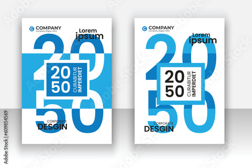 Corporate modern annual report book cover template set.