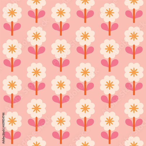 Beautiful floral pattern in retro style. Elegant seamless texture with repetitive flowers. Abstract floral field background