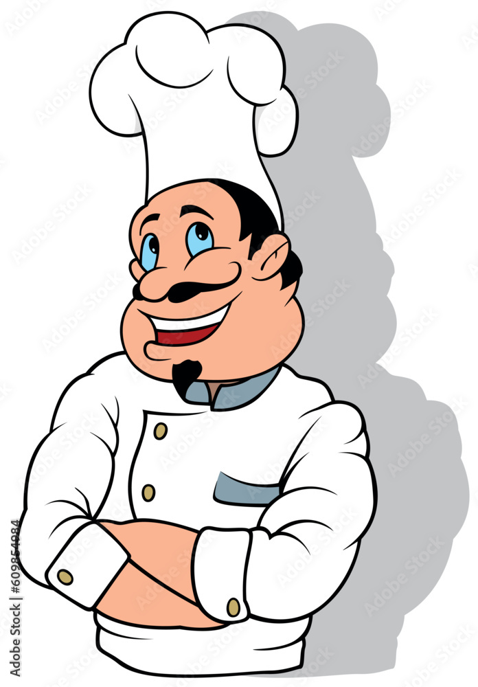 Chef with Big Smile in White Uniform with Crossing Hands Chef with Big Smile in White Uniform with Crossing Hands