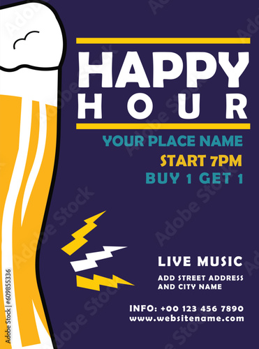 happy hour beer night party celebration poster flyer social media post design