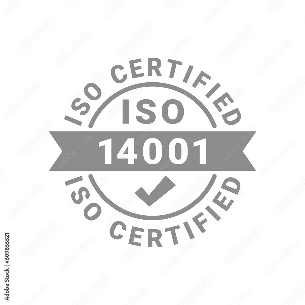 Iso certified vector label. 14001 certificate badge vector icon. Iso certified vector label. 14001 certificate badge vector icon.