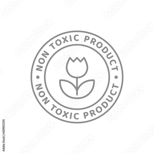 Non-toxic cosmetics vector line label. Non toxic cosmetic cream or lotion outline badge.