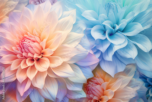 Pastel colored dahlia flower texture background created with AI generative tools