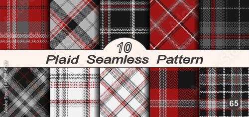 Set seamless vector check plaid colored pattern.