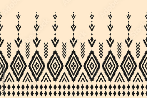 Ethnic ikat seamless pattern in tribal. Aztec geometric ethnic ornament print. Ikat pattern style. Design for background, wallpaper, illustration, fabric, clothing, carpet, textile, batik, embroidery.