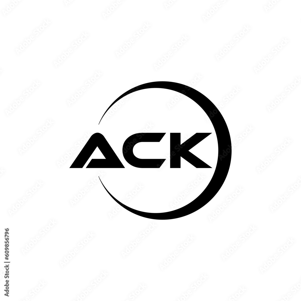ACK letter logo design with white background in illustrator, cube logo ...