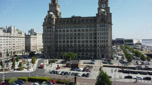 Rising up to see the Liver building in front of you. ON drone  photo