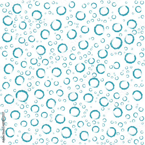 Floating bubbles drawn with blue chalk. Delicate repeat background pattern of blue bubbles for print, textile or wallpaper. Seamless pattern vector illustration