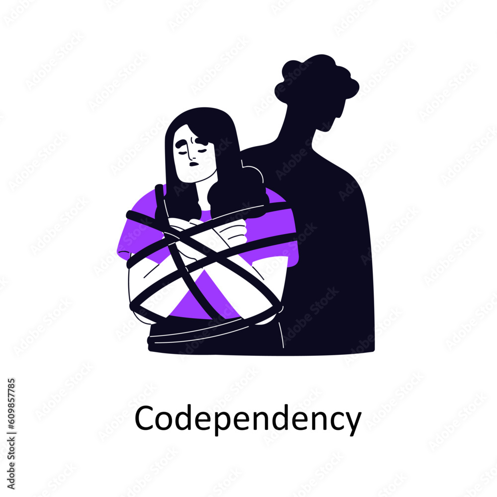 Codependency, addiction in unhealthy couple relationships. Co