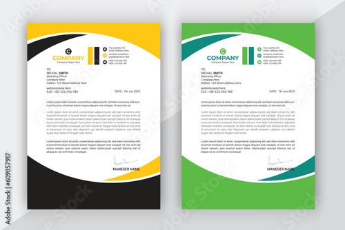 Simple business letterhead design set of two.
