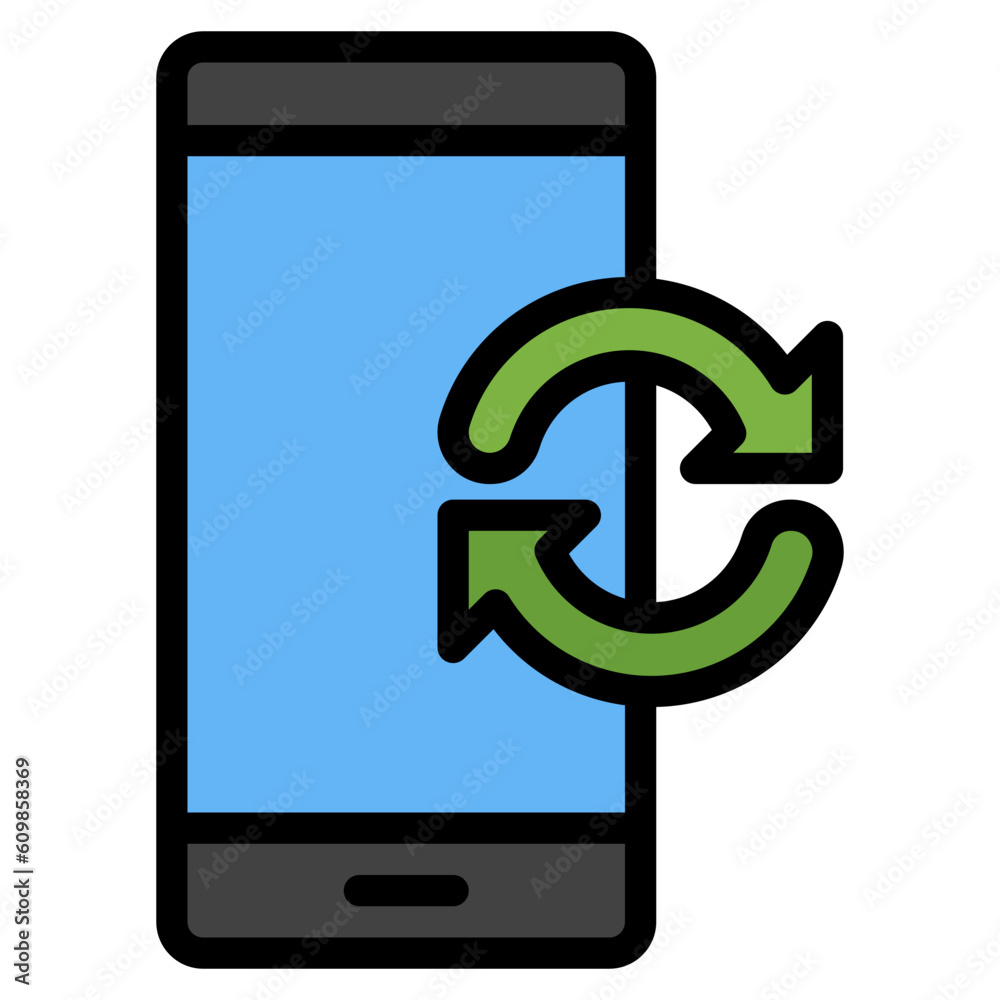 Synchronization smartphone filled line icon, use for website mobile app presentation Synchronization smartphone filled line icon, use for website mobile app presentation