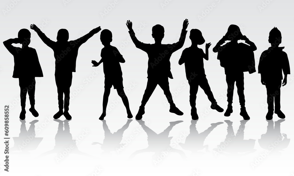 Happy dancing boys silhouettes concept vector illustration