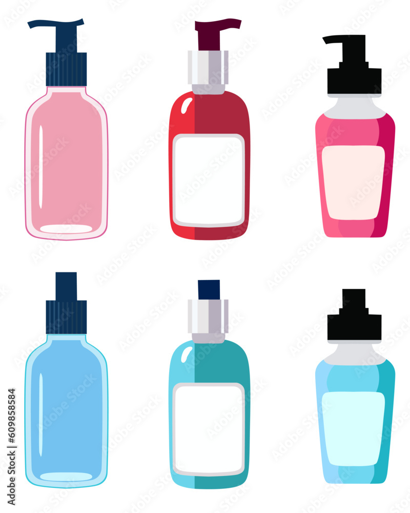 Background with bottles of lotion, cream, cosmetics for body care illustration Background with bottles of lotion, cream, cosmetics for body care illustration
