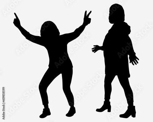 Happy free woman concept silhouettes vector illustration