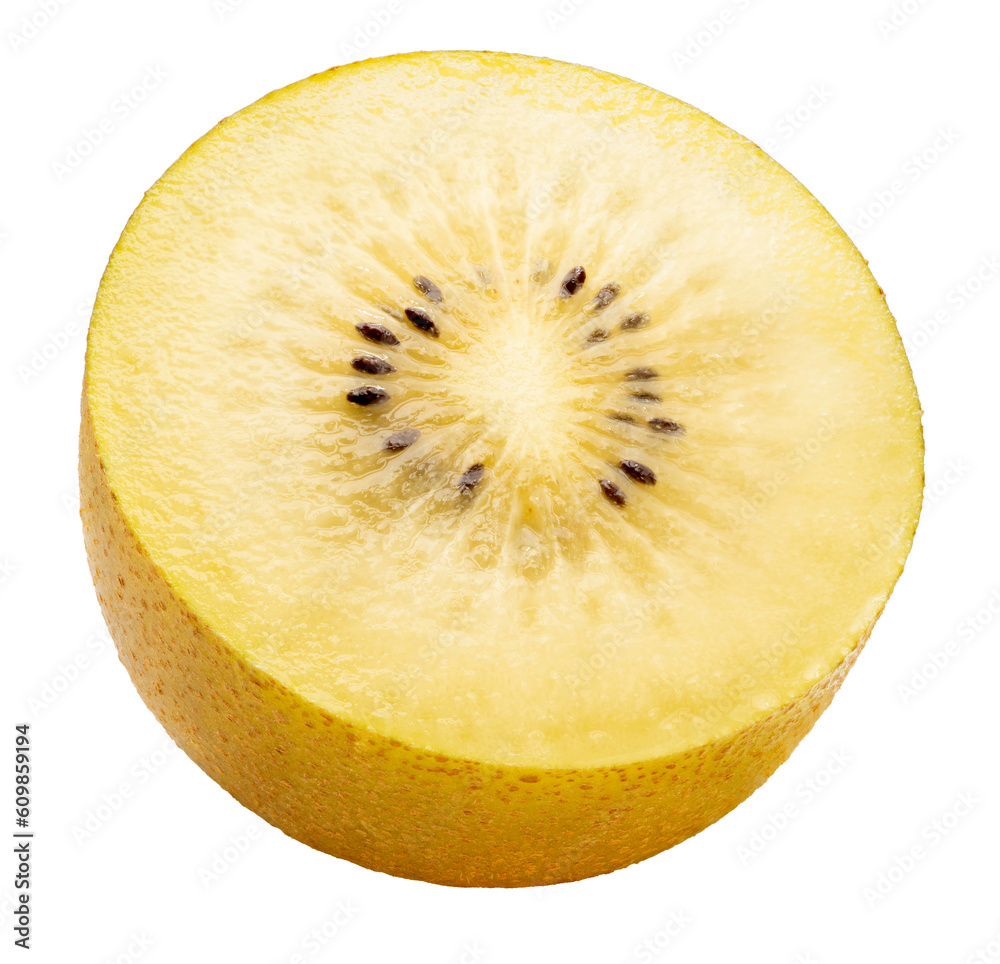 Golden Kiwi fruit with leaf on white background, Fresh Kiwi fruit on White Background PNG file. Golden Kiwi fruit with leaf on white background, Fresh Kiwi fruit on White Background PNG file.