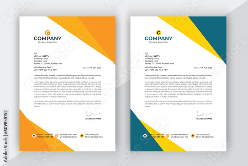 Simple business letterhead design set of two.