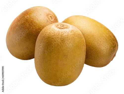 Golden Kiwi fruit with leaf on white background  Fresh Kiwi fruit on White Background PNG file.