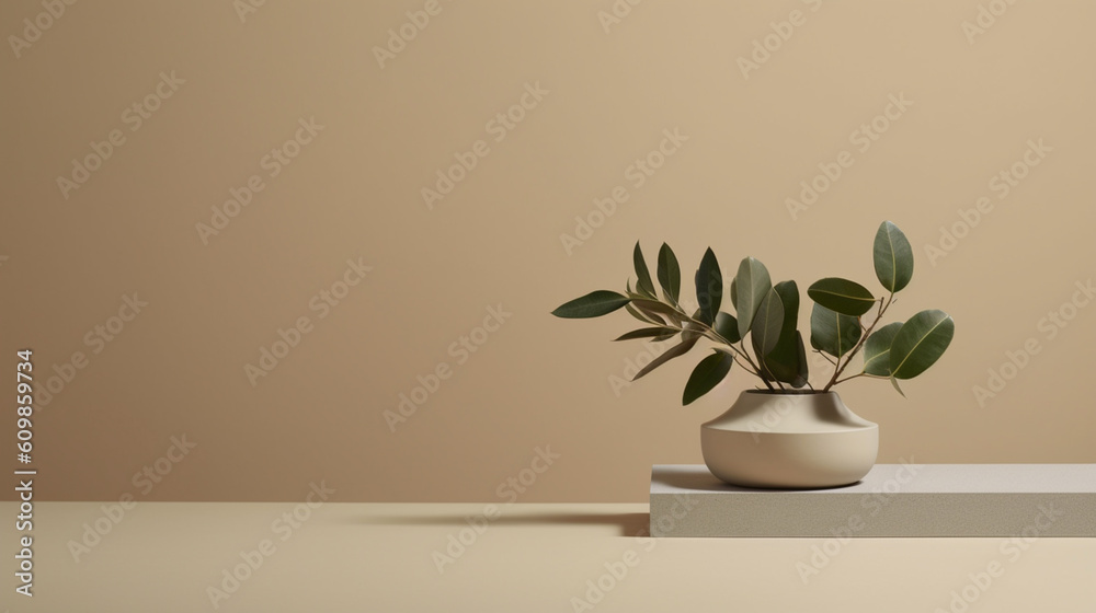 Minimal podium background with plant in a vase, Minimal style for ...