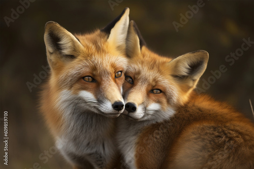 a pair of foxes hugging © imur