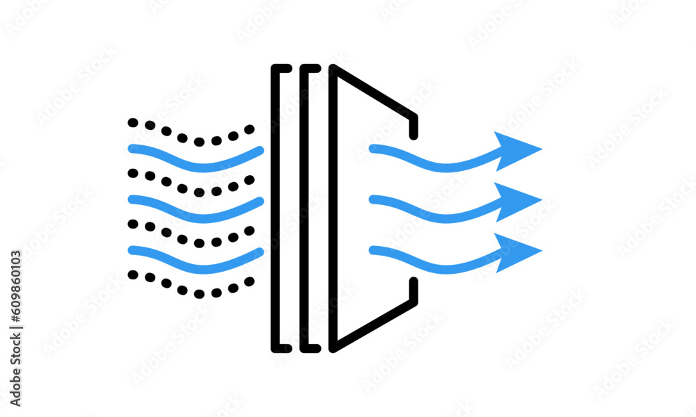 Air purifier. Air filter line icon. Solid Particle Filter, dust cleaner, illustration vector - obrazy, fototapety, plakaty 