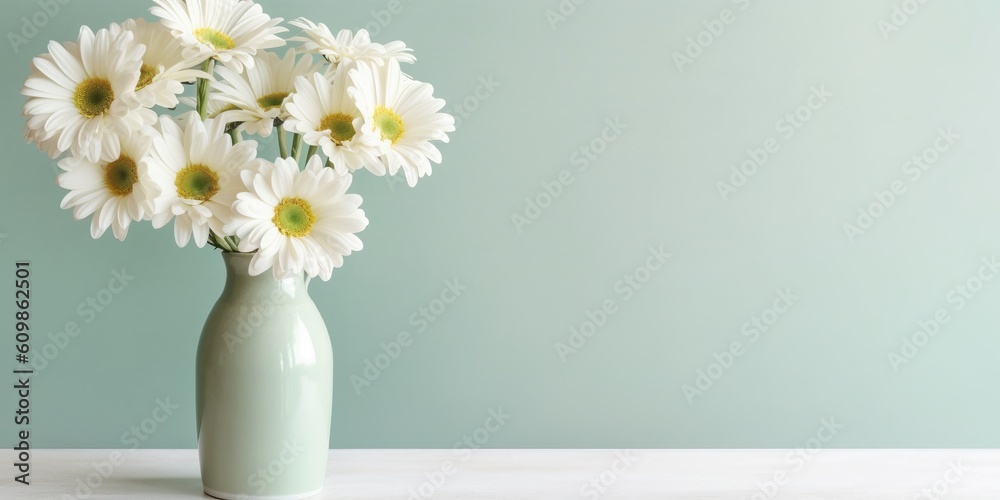 Beautiful vase of gerbera daisy flowers on the table with light exposure AI Generative Beautiful vase of gerbera daisy flowers on the table with light exposure AI Generative