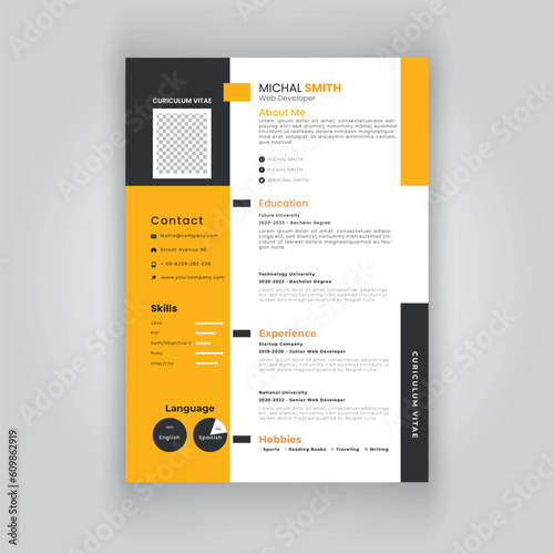 Modern and clean resume or cv template.