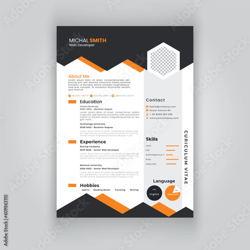 Modern and clean resume or cv template.