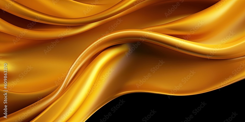 Dark gold background, golden fabric wave, silky yellow drapery backdrop design Dark gold background, golden fabric wave, silky yellow drapery backdrop design