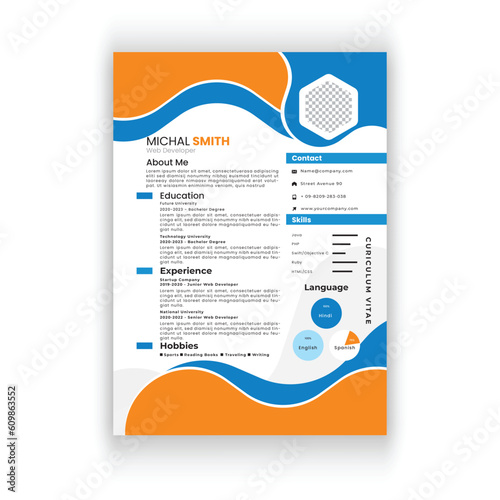 Modern and clean resume or cv template.