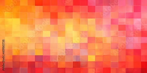 Vibrant summer colors gradient mosaic texture, abstract orange yellow pink red blurred background, banner size, copy space