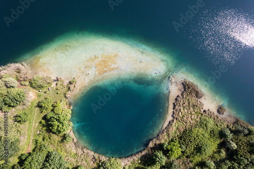 Particular aerial view of the Accesa lake Grosseto photo