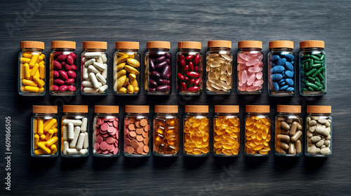 Collage of different colorful pills Generative AI