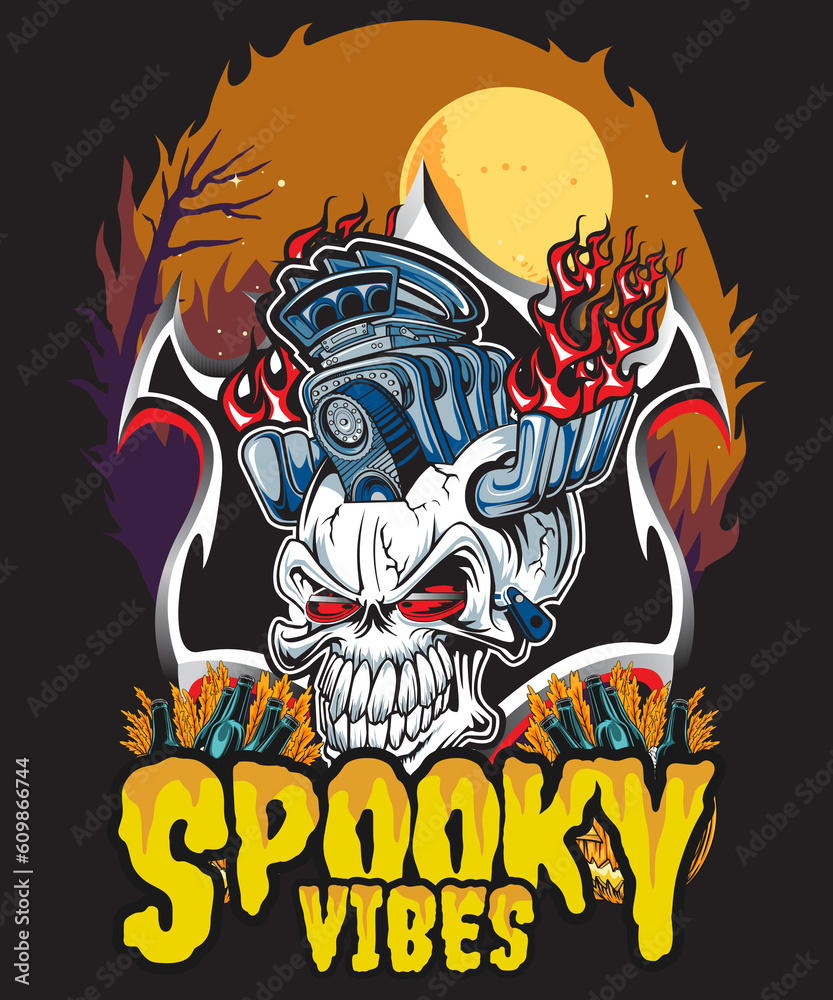 Halloween illustration design, illustration tshirt design,spooky illustration,fall illustration.