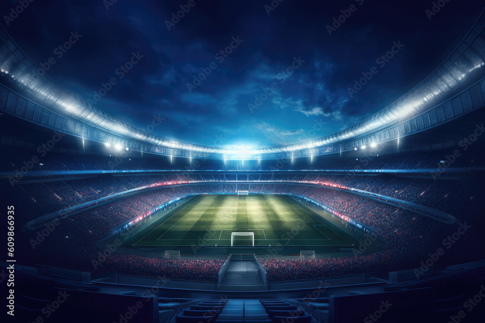 Football stadium at night, Generative AI Football stadium at night, Generative AI