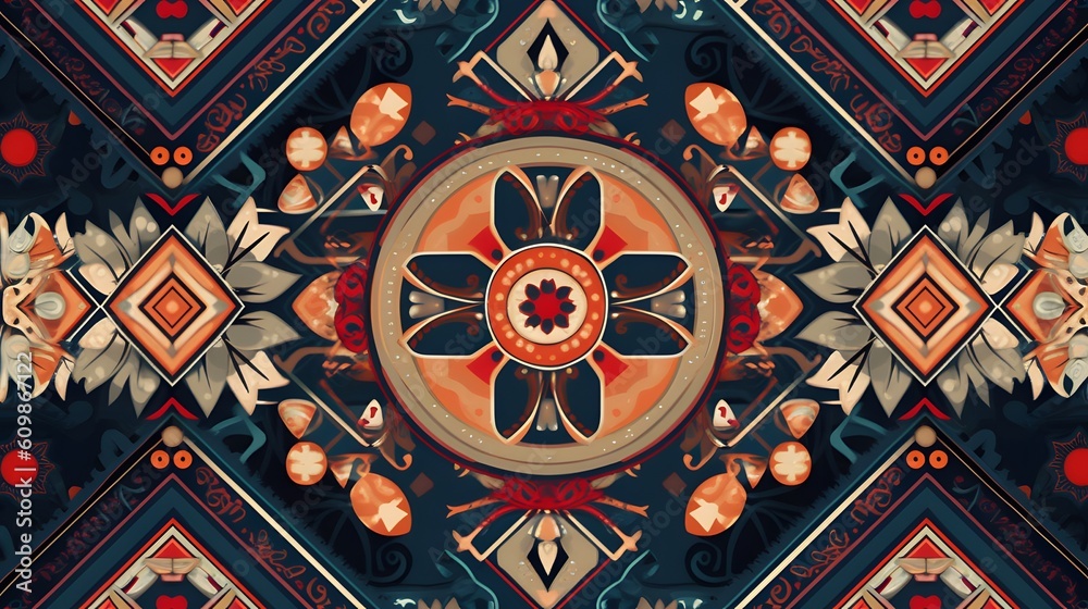 Obraz premium Geometric ethnic oriental pattern. fabric pattern. generative ai