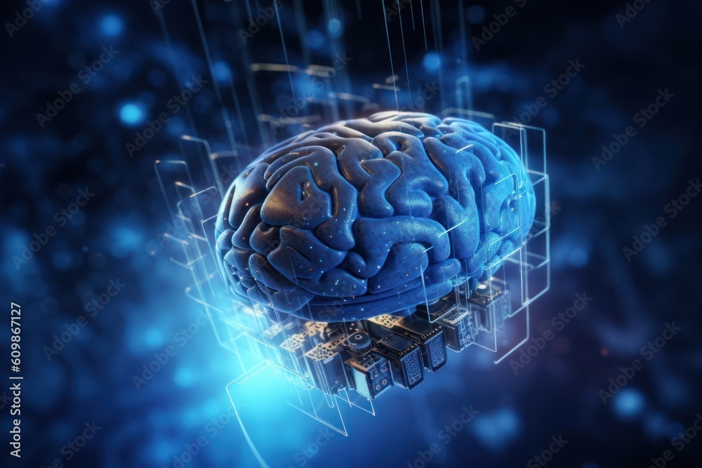 A stylized human brain representing an image of artificial intelligence, ai generated image A stylized human brain representing an image of artificial intelligence, ai generated image