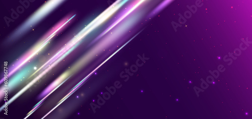 Color pastel lighting diagonal on purple background with copy space for text.