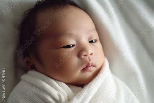 Newborn baby in hospital blanket, Generative AI