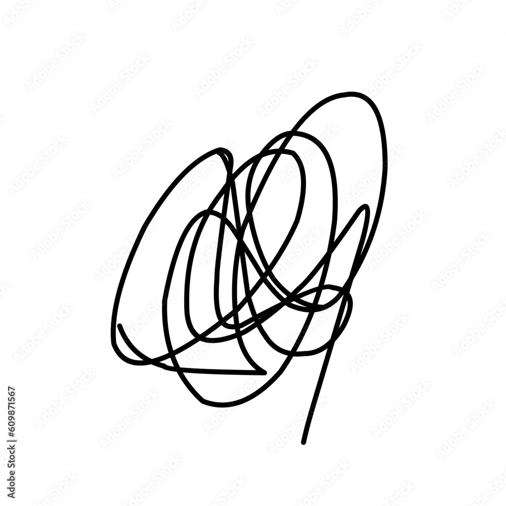 random chaotic lines. Hand drawn crazy tangled scribble clew random chaotic lines. Hand drawn crazy tangled scribble clew