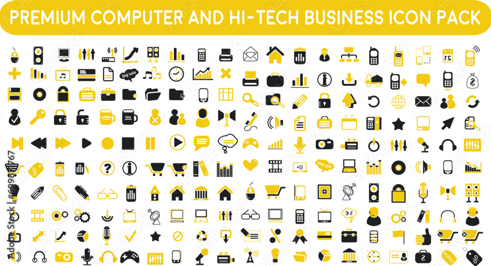 set of icons | premium Computer Computer Accessories and Hi-Tech ...