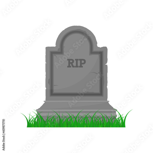 Gravestone. Old Tomb on white background. Concept cartoon gravestone. Halloween element. Vector Illustration.