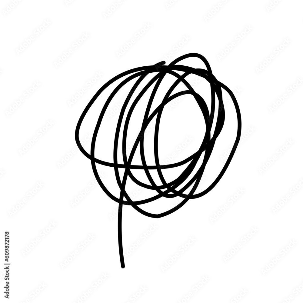 random chaotic lines. Hand drawn crazy tangled scribble clew random chaotic lines. Hand drawn crazy tangled scribble clew