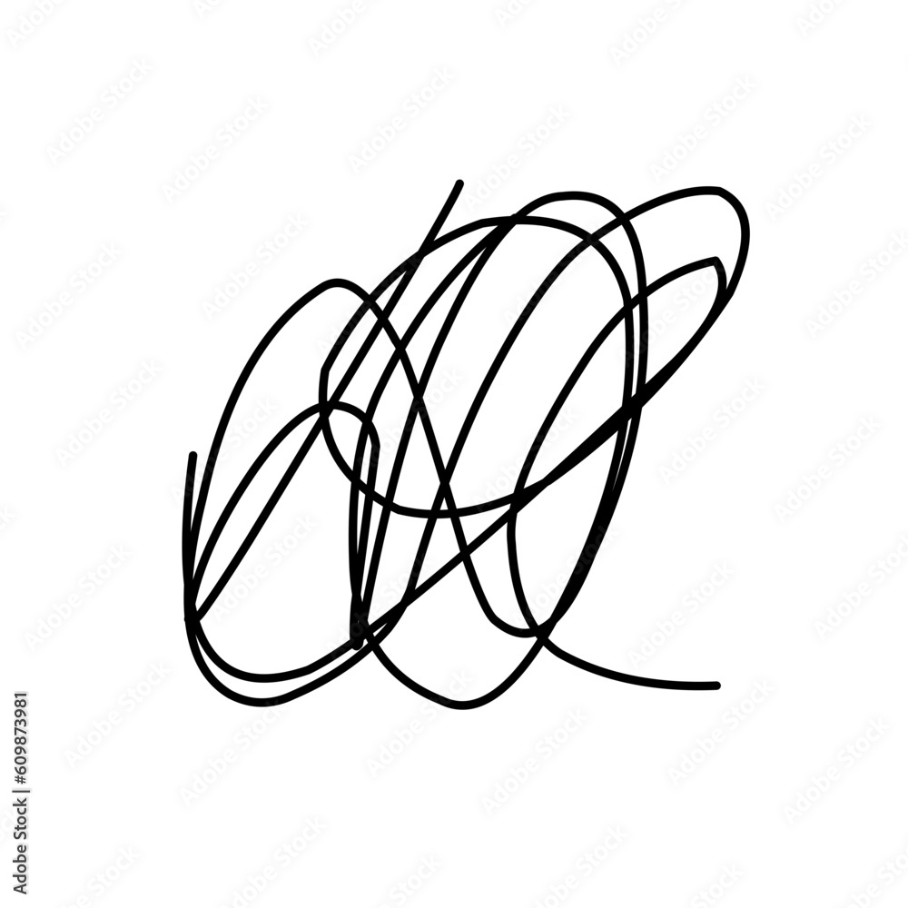 random chaotic lines. Hand drawn crazy tangled scribble clew random chaotic lines. Hand drawn crazy tangled scribble clew