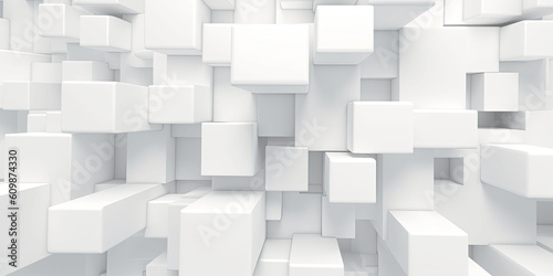 Fototapeta Naklejka Na Ścianę i Meble -  Abstract 3d white background, geometric pattern texture. Generative AI