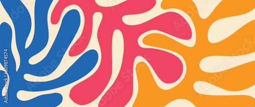 Abstract botanical art background vector. Natural hand drawn pattern design with leaves, branches, coral. Simple contemporary style illustrated Design for fabric, print, cover, banner, wallpaper.