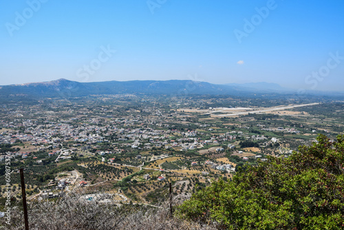 Panorama view on a clear summer day full of sun. Panorama of the island of Rhodes. © doda