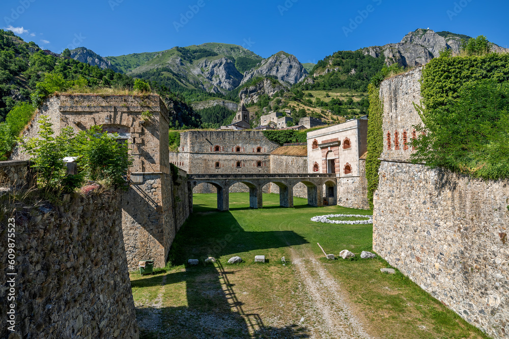 View of the old alpine military fort in Italy.