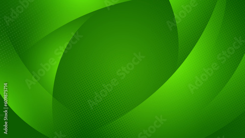 abstract green background with curved line elements and halftone dots