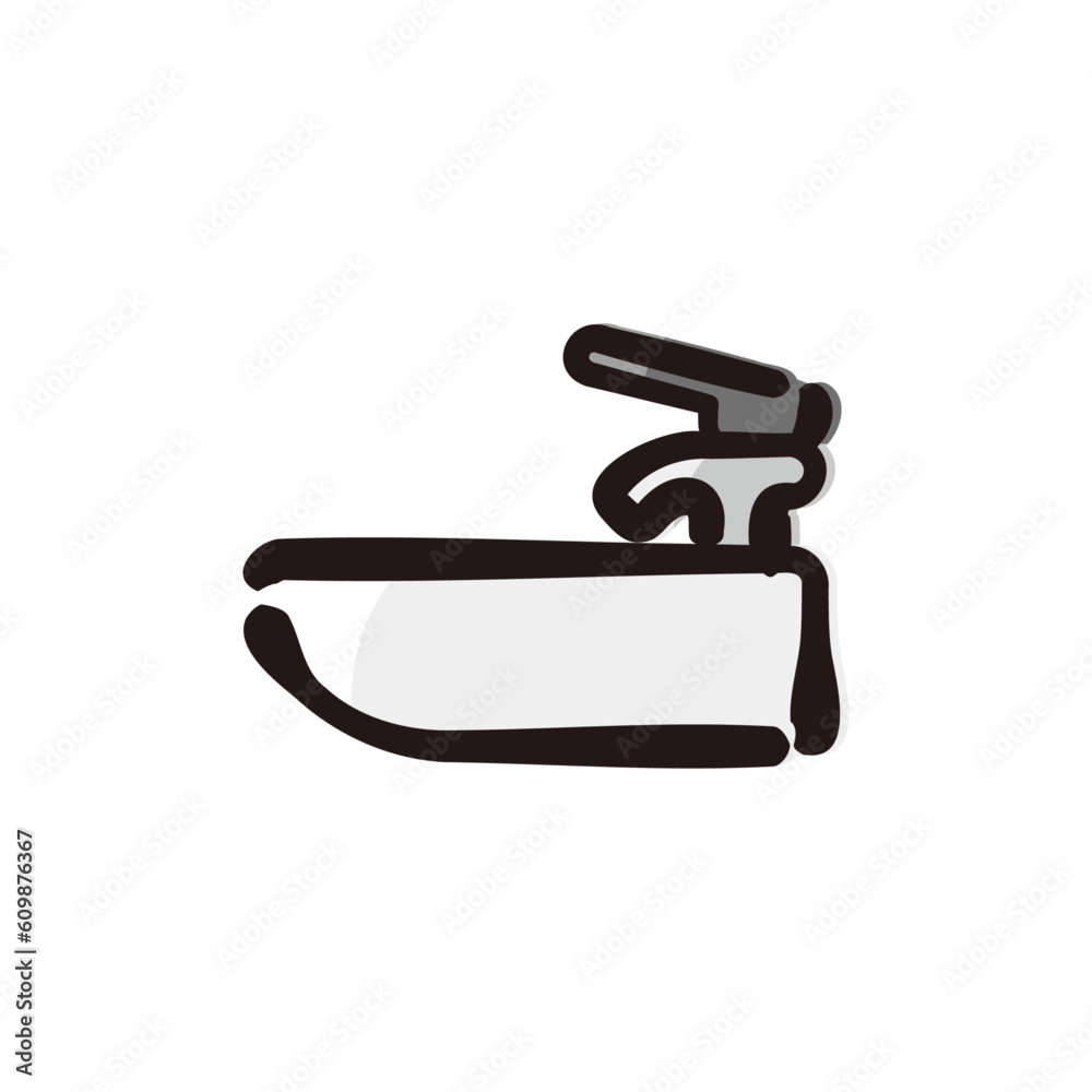 Shampoo Sink - Barber icon/illustration (Hand-drawn line, colored version) Shampoo Sink - Barber icon/illustration (Hand-drawn line, colored version)